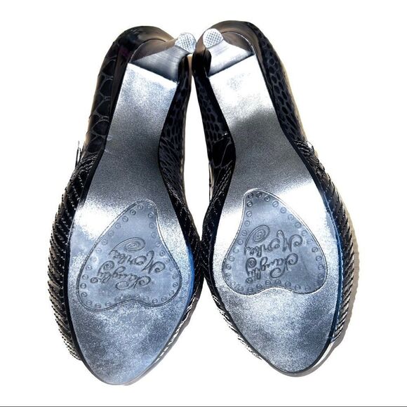 Sexy Naughty Monkey Open Toe 5” Stilettos black faux snake - Picture 7 of 11